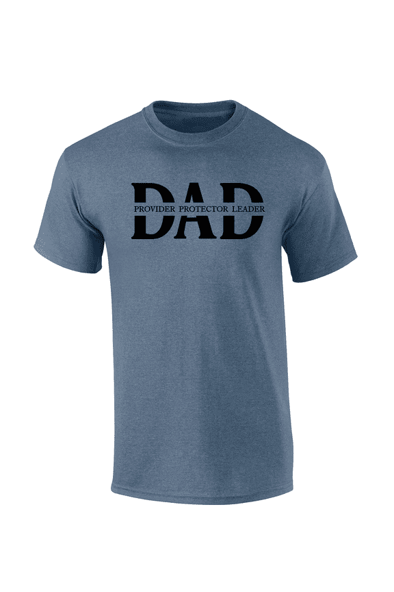 Father's Day Mens Provider Protector Leader Inspirational Thoughful Heather Indigo Mens Short Sleeve T-Shirt-Dad-4X-Large
