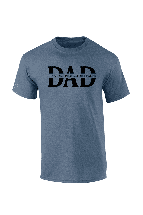 Father's Day Mens Provider Protector Leader Inspirational Thoughful Heather Indigo Mens Short Sleeve T-Shirt-Dad-Large