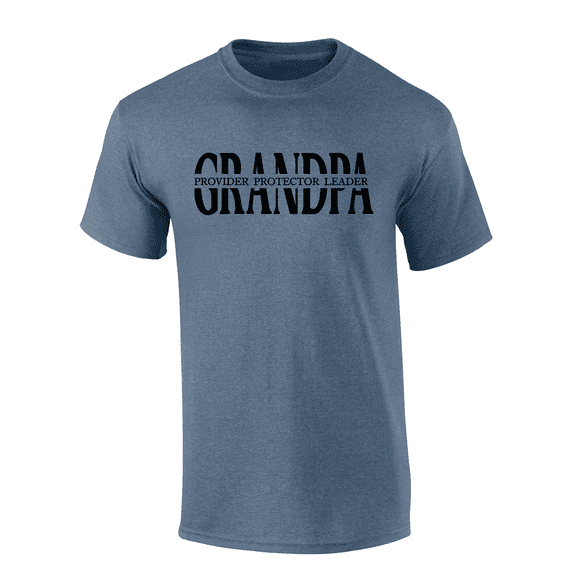 Father's Day Mens Provider Protector Leader Inspirational Thoughful Heather Indigo Mens Short Sleeve T-Shirt-Grandpa-Large