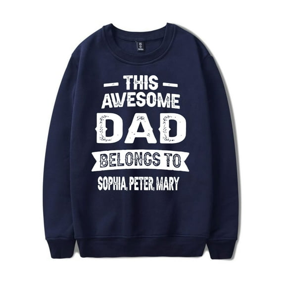 Father's Day Merch Hoodies with trendy patterns, fashionable men's and women's long sleeved round neck pullovers