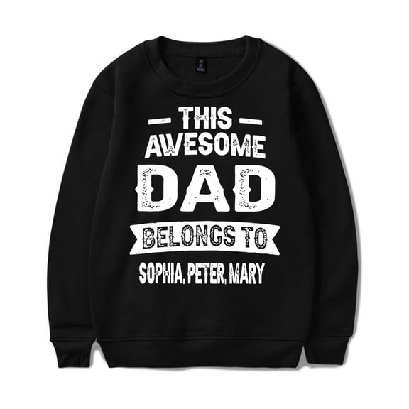 Father's Day Merch Hoodies with trendy patterns, fashionable men's and women's long sleeved round neck pullovers
