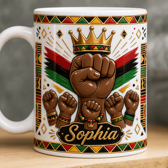 Father’s Day Mug 2D Printed 3D Effect Black Dad Pride Gift with Crown Design