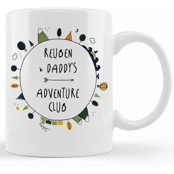Father's Day Mug Set Family Outdoor Adventure Club Gift _ From Son Daughter _ Grandad Daddy Uncle _ Camp Travel Hot Chocolate, Ceramic Novelty Coffee Mug, Tea Cup, Gift Pres