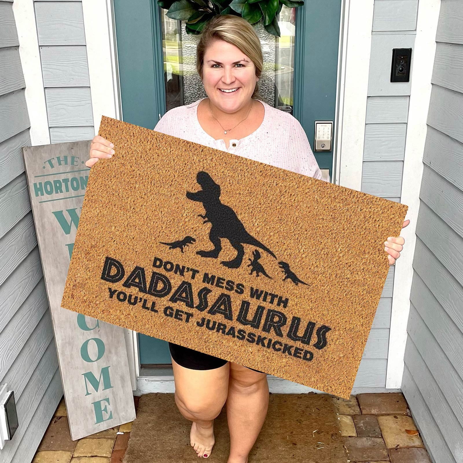 Father's Day Outdoor Rug DONT MESS WITH AURU YOU’LL GET JURASSKICKED