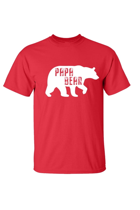 Father's Day Papa Bear Short Sleeve T-shirt-Red-4xl