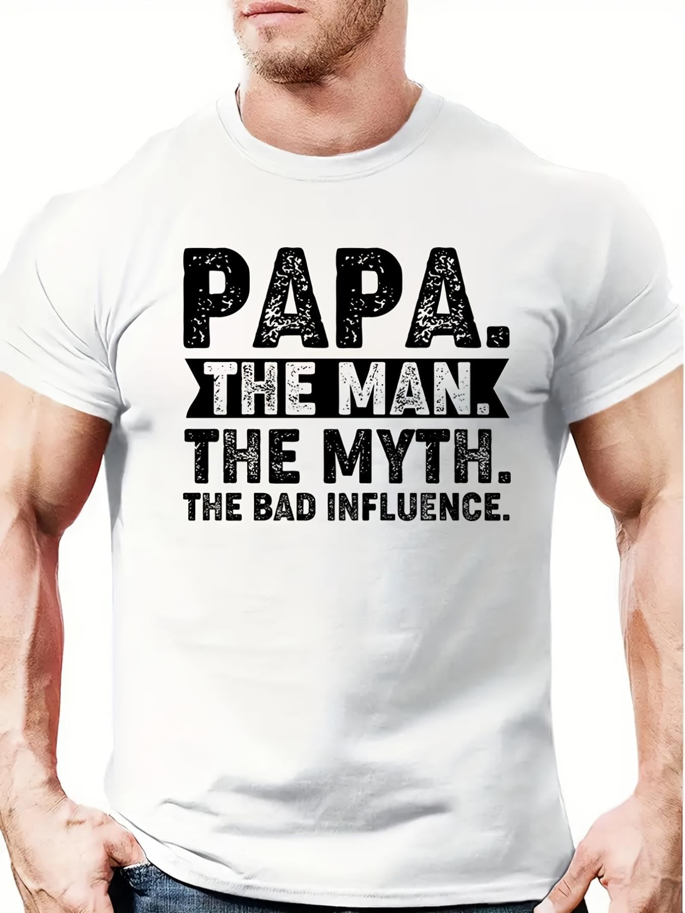 Father's Day Papa Letter Pattern Print Men's Comfy T-shirt, Graphic Tee ...
