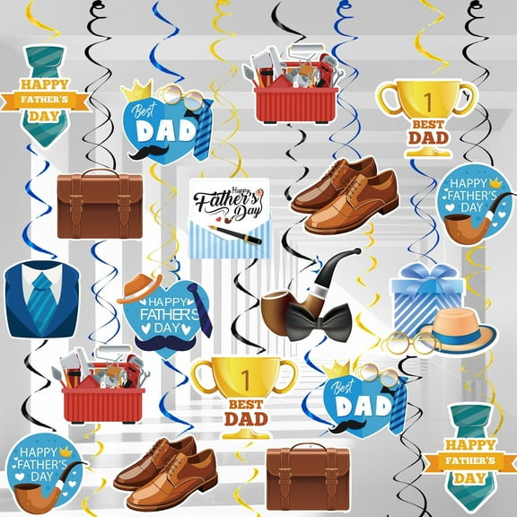 Father's Day Party Decorations Swirls, Fathers Day Hanging Decorations Swirls, Father's Day Hanging Spiral & Fathers Day Ceiling Swirl for Garden, Yard or Home Fathers Day Decorations