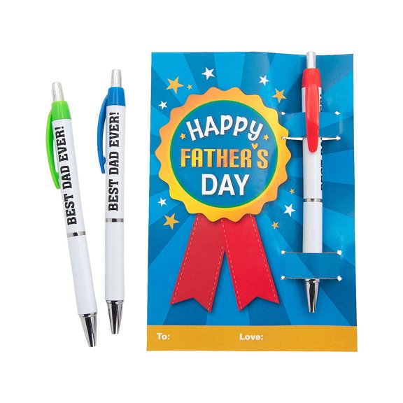 Fathers Day Pens with Card, Stationery, 12 Pieces