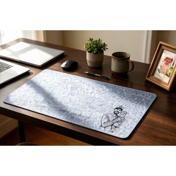 Father's Day Personalized Leather Desk Pad, Custom Photo Mouse Mat Gift
