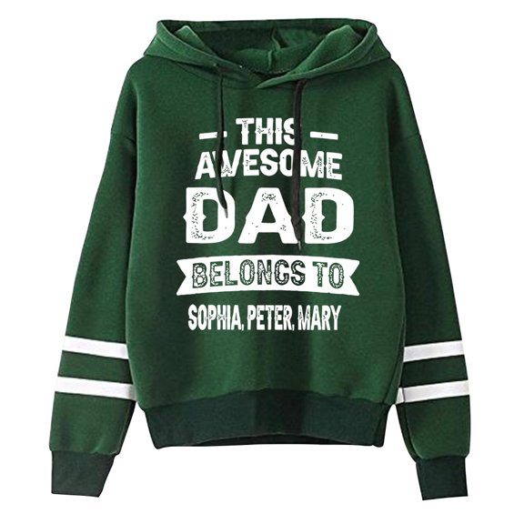 Father's Day Pocket free hooded sweatshirt with popular pattern, casual long sleeved hooded sweatshirt