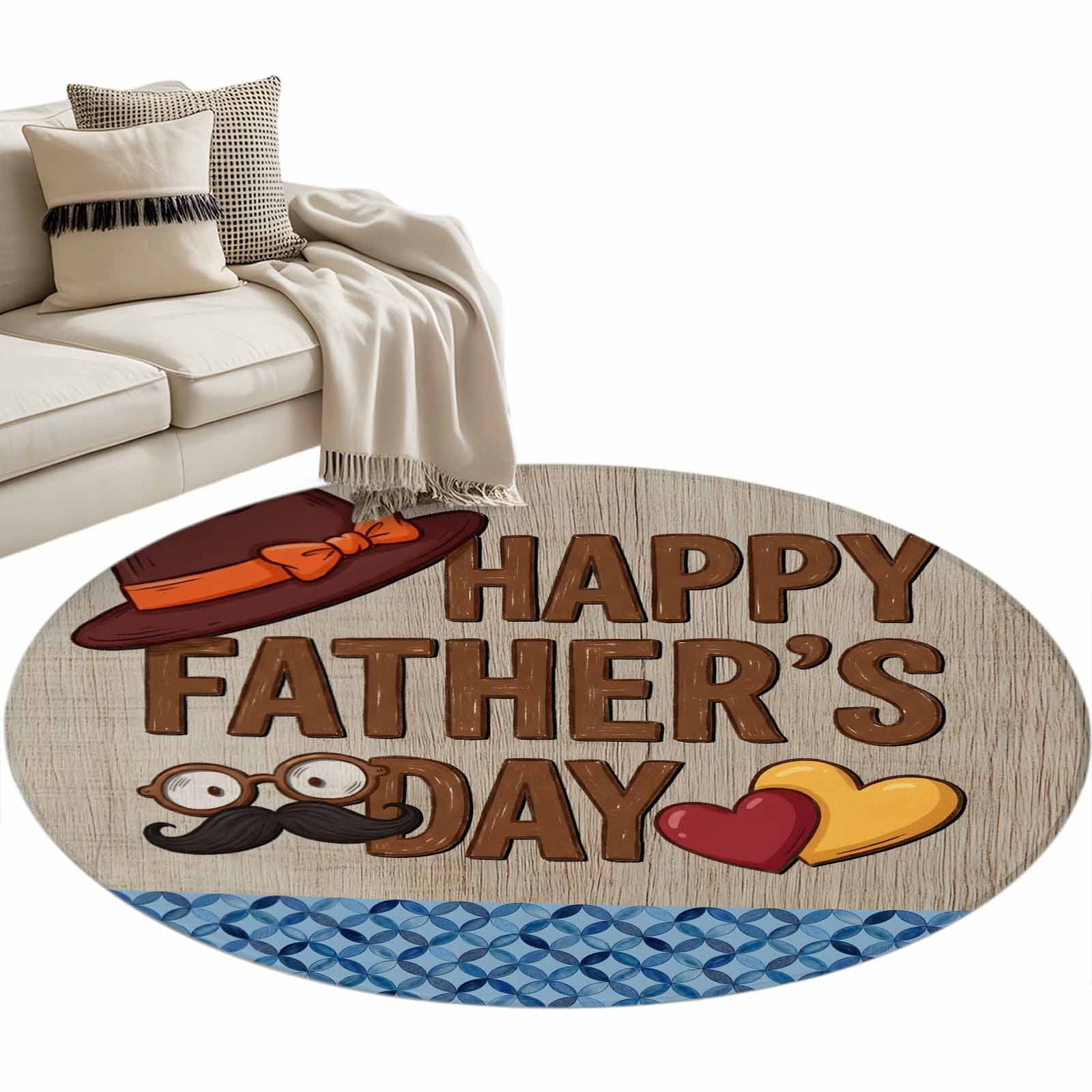 Father's Day Round Rug 4ft Washable Circle Entryway Rugs Non Slip ...