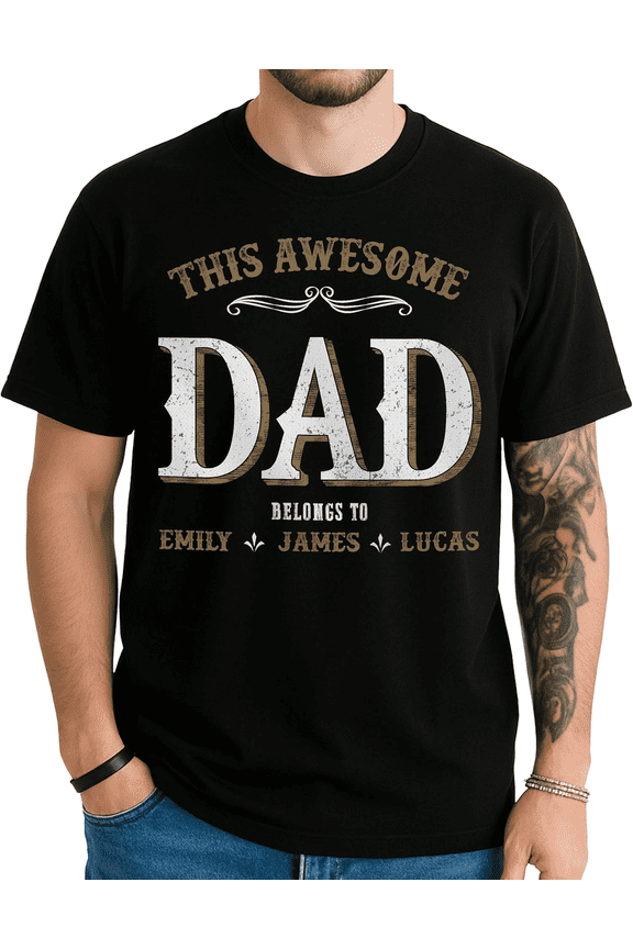 Father’s Day Shirt Personalized Dad Tshirt Custom Name Gift for Men-min