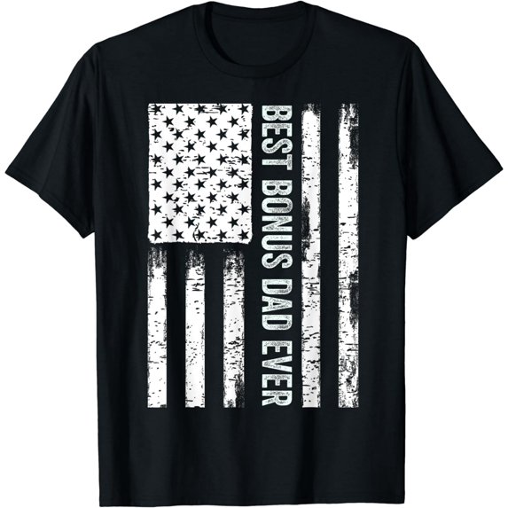 Father's Day Step Dad Best Bonus Dad Ever American Flag USA T-Shirt
