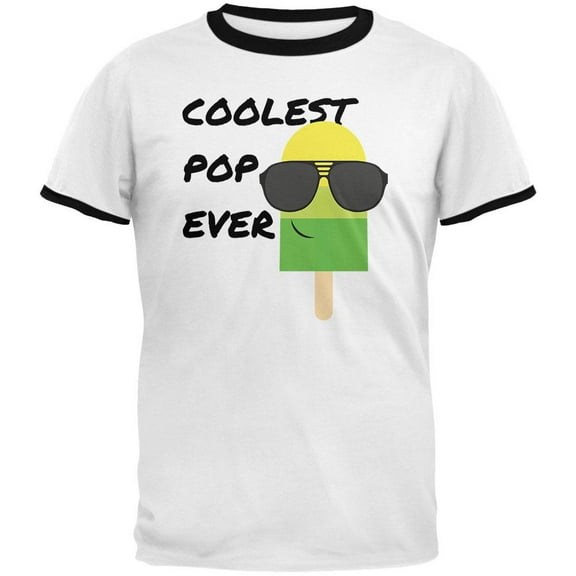 Father's Day Summer Sun Ice Pop Coolest Pop Ever Mens Ringer T Shirt White-Black X-LG