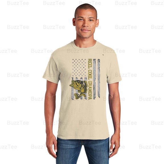 Father's Day T Fishing Reel Cool Grandpa American Flag Angler T-Shirt Unisex, up to 5XL