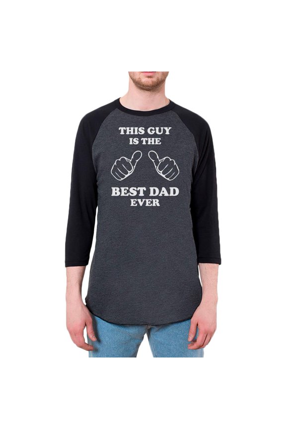 Father's Day This Guy Best Dad Ever Mens Raglan T Shirt Heather Black-Black 2XL