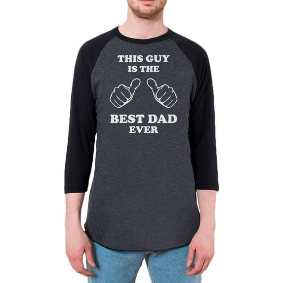 Father's Day This Guy Best Dad Ever Mens Raglan T Shirt Heather Black-Black MD
