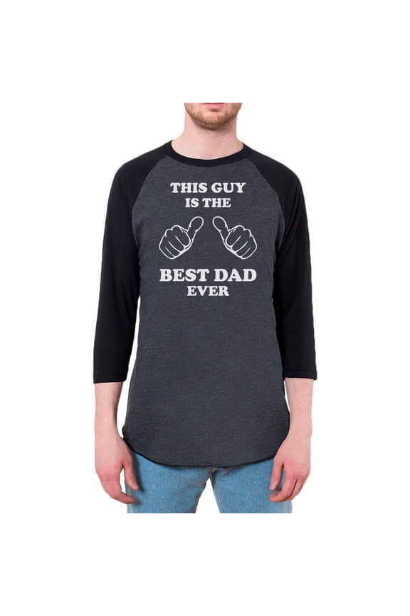 Father's Day This Guy Best Dad Ever Mens Raglan T Shirt Heather Black-Black MD