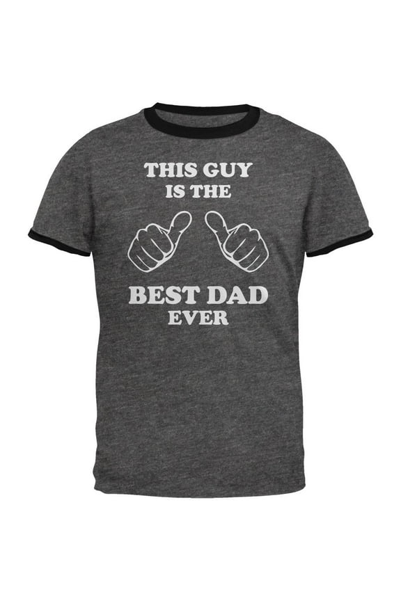 Father's Day This Guy Best Dad Ever Mens Ringer T Shirt Dark Heather-Black MD