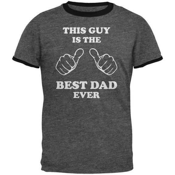 Father's Day This Guy Best Dad Ever Mens Ringer T Shirt Dark Heather-Black X-LG