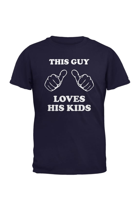 Father's Day This Guy Loves His Kids Navy Adult T-Shirt - 2X-Large