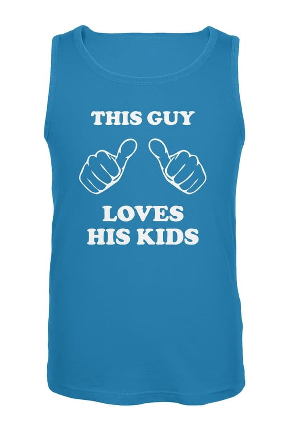 Father's Day This Guy Loves His Kids Turquoise Adult Tank Top - Medium