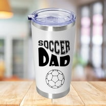 Father's Day Tumbler Cups Father's Day Soccer Dad Gifts for Dad Grandpa Love Soccer Stainless Steel Insulated Water Wine Tumbler With Lid - White