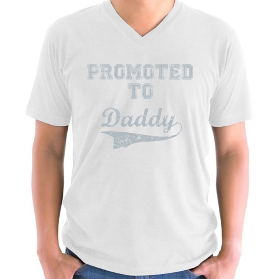 Father's Day V-neck Shirt for Men Promoted to Daddy Gift for Dad Mens S M L XL 2XL Graphic Tee