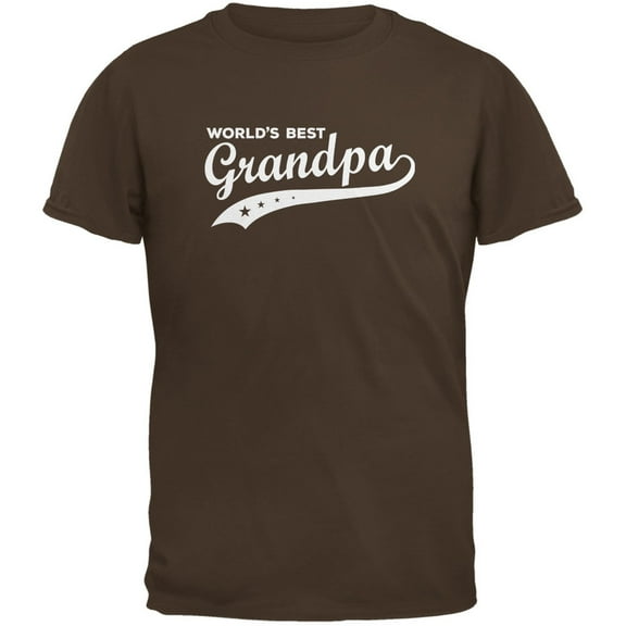 Father's Day - World's Best Grandpa Brown Adult T-Shirt - Large