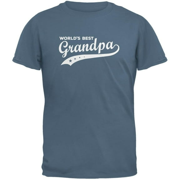 Father's Day - World's Best Grandpa Indigo Blue Adult T-Shirt - Medium
