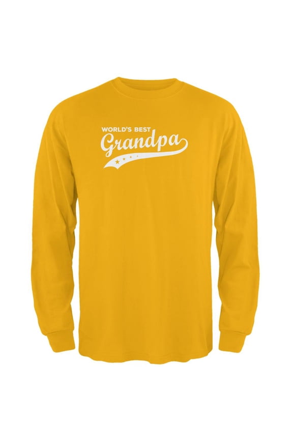 Father's Day World's Best Grandpa Mens Long Sleeve T Shirt Gold SM