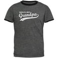 thumbnail image 1 of Father's Day World's Best Grandpa Mens Ringer T Shirt Dark Heather-Black 2XL, 1 of 1