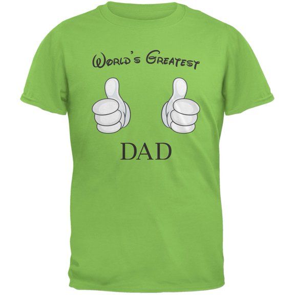 Father's Day - World's Greatest Dad Cartoon Lime Green Adult T-Shirt