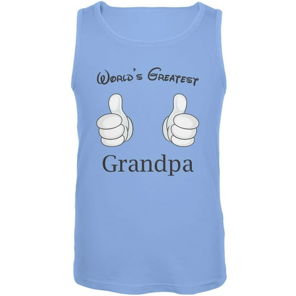 Father's Day - World's Greatest Grandpa Cartoon Carolina Blue Adult Tank Top - Large
