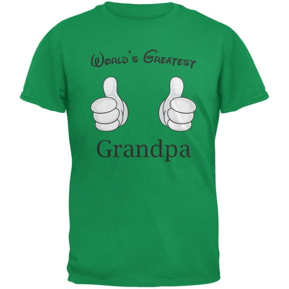 Father's Day - World's Greatest Grandpa Cartoon Green Adult T-Shirt - Large