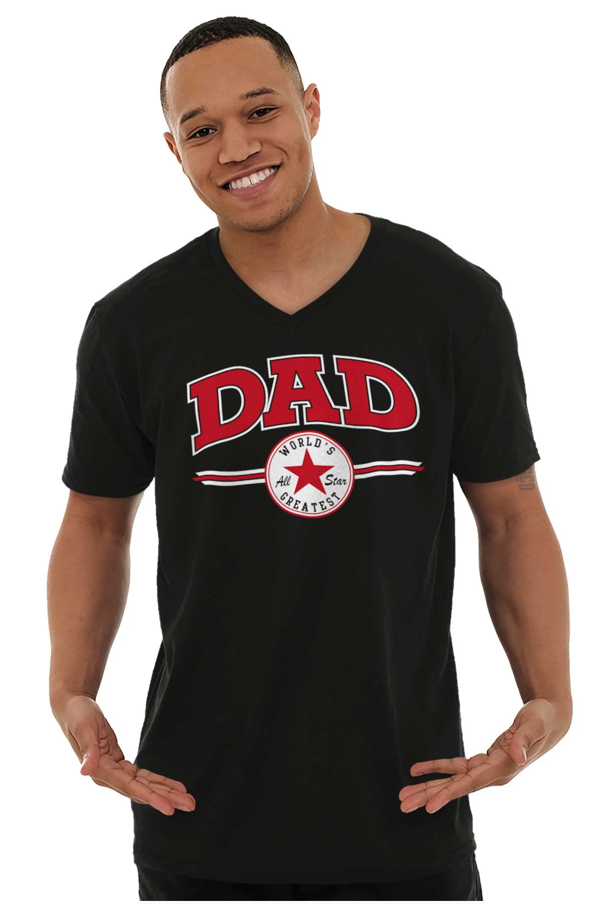 Father s Day Worlds Greatest All Star V Neck T Shirt Tees Men s Brisco Brands M