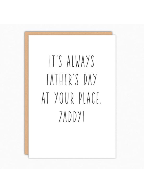 Father's Day card for Zaddy with minimalist design and playful message. Perfect for celebrating dads and father figures on their special day.