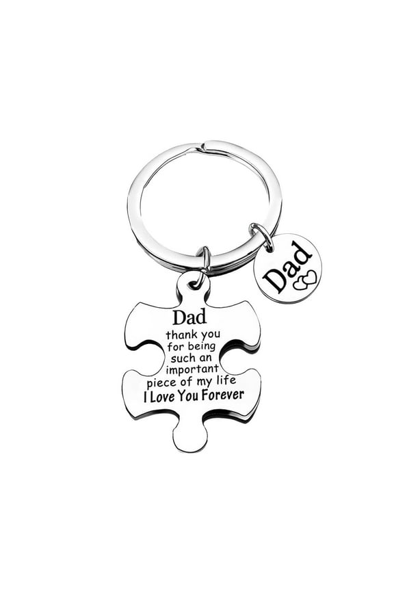 Father’s/Mother’s Day Puzzle Keychain, Stainless Steel Engraved, ""Dad I Love You"" Warm Words, Ideal Gift for Parents