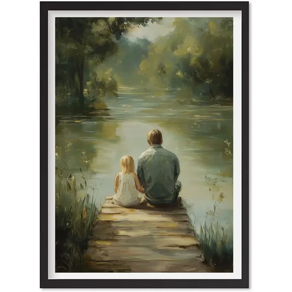 Fatherhood Printable Fathers Day Gift For Dad And Daughter Painting Daddys Girl, Matte Canvas Stretched, Posters for Room Bedroom Living Room Bathroom Wall Decor, Posters & Art Prints, Gift.