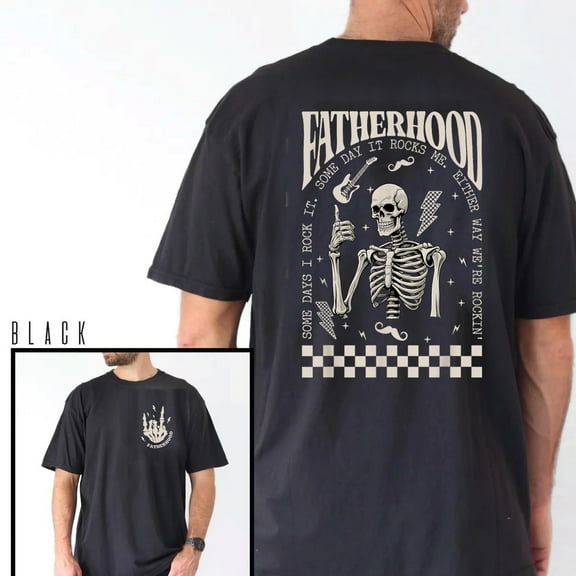 Fatherhood Skeleton T-Shirt – Funny Dad Shirt with Skull Rock Design, Retro Vintage Graphic Tee, Cool Gift for Fathers