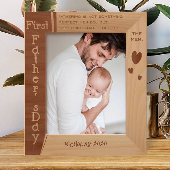 Fathering Is Not Something Perfect Men Do But Something That Perfects The Men Personalized Wooden Frame 8" x 10" Brown (Vertical)