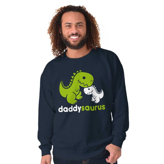 Fathers Daddysaurus Trex Dinosaur Dad Men's Big & Tall Crewneck Sweatshirt Brisco Brands 2X
