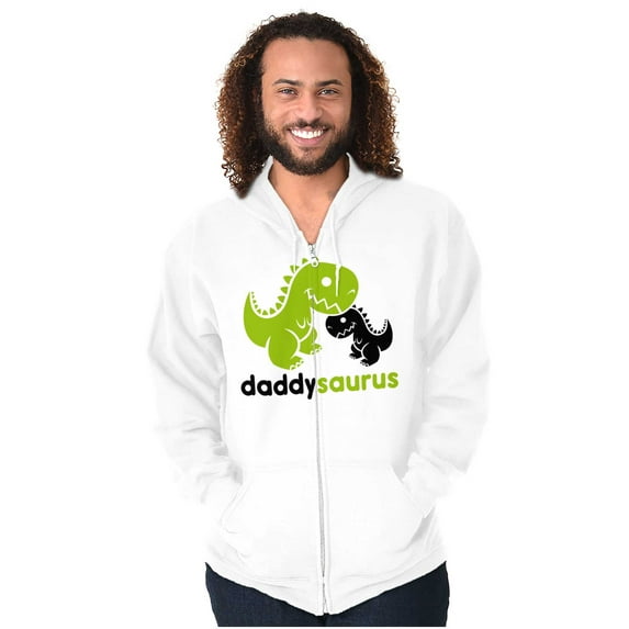 Fathers Daddysaurus Trex Dinosaur Dad Zip Hoodie Sweatshirt Men Brisco Brands S