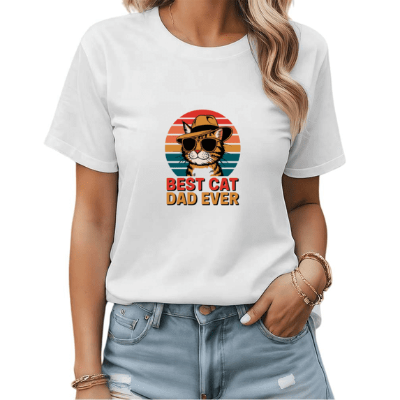 Fathers Day Best Cat Dad Ever Cat Dad Graphic Tees Mens Tshirt Shirts Black White S-5XL Tops
