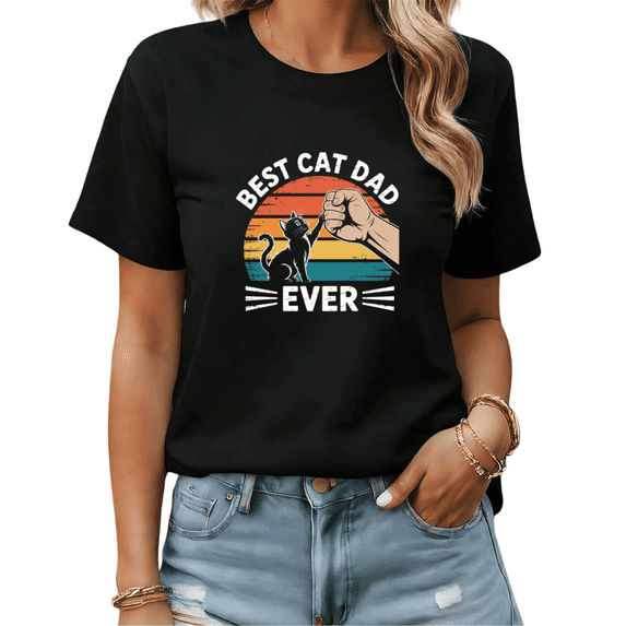 Fathers Day Best Cat Dad Ever Cat Dad Graphic Tees Mens Tshirt Shirts Black White S-5XL Tops