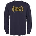 thumbnail image 1 of Fathers Day - Best Dad Laurel Navy Adult Long Sleeve T-Shirt - Small, 1 of 1