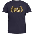 thumbnail image 1 of Fathers Day - Best Dad Laurel Navy Adult T-Shirt - Small, 1 of 1