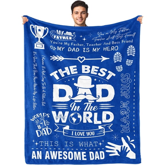 Fathers Day Birthday Gifts for Dad - Dad Gifts from Daughter Son - Christmas Valentines Day Presents for Father Who Have Everything - Best Daddy Ever Blanket - Throw Blanket 50"x60" Blue