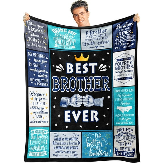 Fathers Day Blanket Gifts for Brother, Brother Gifts from Sister, Best Birthday Gifts for Brother Adult, Gift for Brother Blanket 50"x60", Big/Little Brother Christmas Graduation Gift Ideas