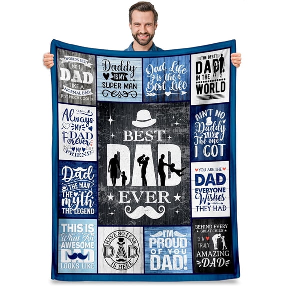 Fathers Day Blanket Gifts for Dad, Dad Birthday Gifts, Dad Gifts from Daughter Son, Gifts for Dad Who Wants Nothing, Best Dad Ever Gifts, Gifts for Dad Christmas Ideas Throw Blanket 60"x50"